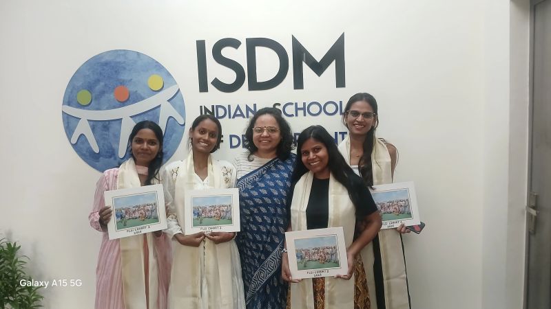 Four Udayan Care professionals with ISDM representatives after completing the Frontline Leadership for Social Impact programme